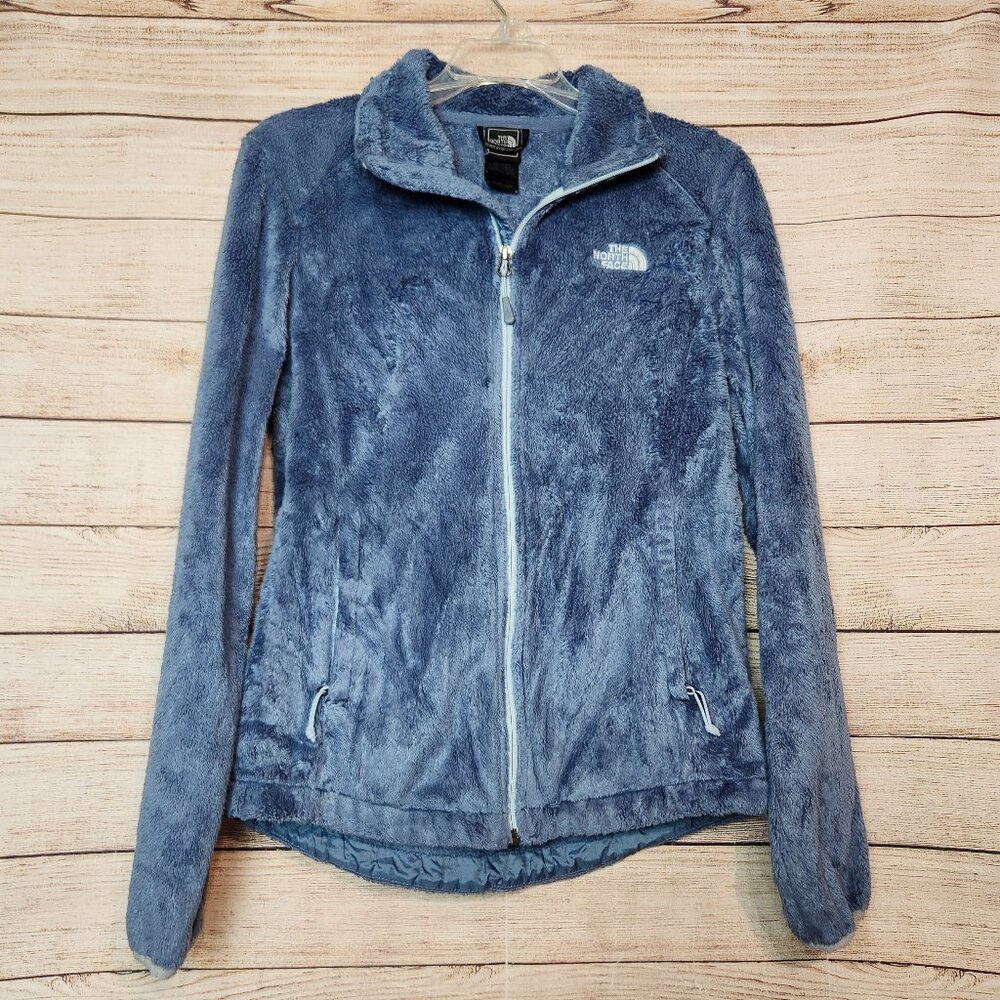 The North Face Blue Gray Osito Fuzzy Fleece Jacket Women's Size S/P Full Zip